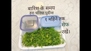 बारिश के समय हरा धनिया और पुदीना कैसे सुरक्षित रखें | How to preserve Mint and Coriander for 30 days