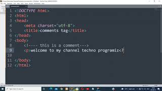 HTML Comment Definition uses And Syntax Full Information || Easy Way To Learn || Techno Programiz ||