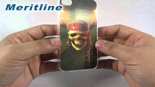 3D Embossed Skull Pattern Hard Case for iPhone 4 @meritline(#271-701)