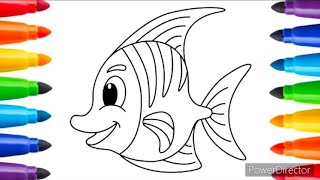 Fish Drawing, Painting and Colouring for kids and toddlers Video | How To Draw Colorful Rainbow Fish