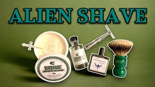 #266 | ALIEN SHAVE | BERGAMOT | Shave Set | Review | VERY unique A/S Bottle |