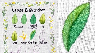 Curved Realistic Leaf Embroidery 🍃 Satin Stitch with Inner Outline + Soft Color Transition Trick