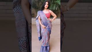 5 Elegant Ways to Style A Blue AJRAKH Saree #shorts #trending #ytshorts #saree