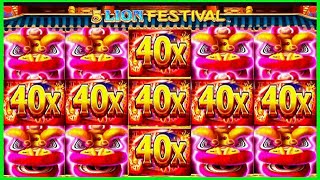 ★★JACKPOT HANDPAY★★$450 BETS★★5 LION FESTIVAL HIGH LIMIT SLOT MACHINE BUENO DINERO MUSEUM SLOTS