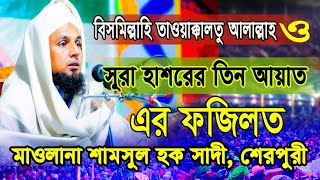 সূরা হাশরের তিন আয়াত | বিসমিল্লাহি তাওয়াক্কালতু আল্লাল্লাহ এর ফজিলত |মাওলানা শামসুল হক সাদী শেরপুরী