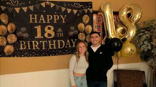 AJ & Her Girlfriend Standing On Happy 18th Birthday Sign