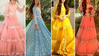 Fancy Mirror Work Long Frocks Designing Ideas | |Mirror embroidery designs| Long Mirror Frocks |