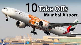 10 Beautiful Takeoffs from Mumbai Airport | Plane Spotting (A350, B777, A330, A320, A321, B737)