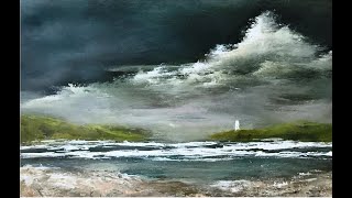 #learntopsintseascape #paintlighthouse LEARN TO PAINT A SEASCAPE WITH LIGHTHOUSE IMPRESSIONIST STYLE