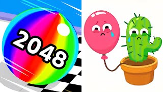 Ball Run 2048 vs DOP 2 - All Levels Gameplay (ios Android) Satisfying Games