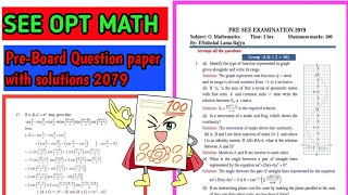 Class 10 OPT Math pre board examination question paper with answers 2079 _SEE PREPARATION 🔥