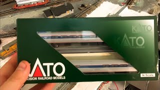 N Scale Kato Amtrak Amfleet 1 Two Car Set-B Unboxing and test!