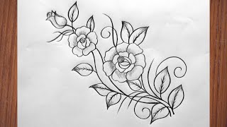 Rose Embroidery Design Idea | Cushion Cover Design | Pillow cover | Flower Design Drawing