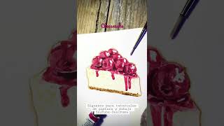 #pintura de un #Cheesecake con #acuarela #tutoriales #arte  #duocroma #watercolor #short   #painting