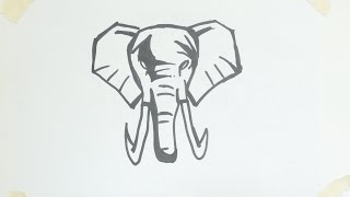 How to draw  elephant head tribal tattoo