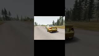 A gold bmw lost control and crashed into a tree - BeamNg Drive