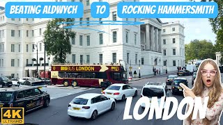 England: [4K] London Bus Ride | Beating Aldwych to Rocking Hammersmith