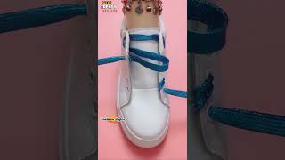 Tying shoelaces crisscross design for girls? Sneaker lacing tips #shorts #shoeslacestyles #tie