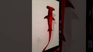 A speed drawing of a surreal hammershark #polychromos #polychromosart #shark #hammersharkart#shorts