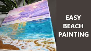 Simple wave beach -ACRYLIC PAINTING- easy to paint**