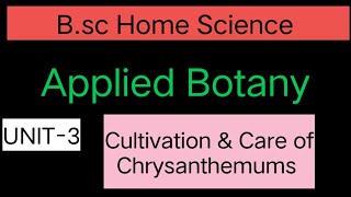 B.sc Home Science // Applied Botany Unit - 3 Cultivation and care of Chrysanthemums in hindi