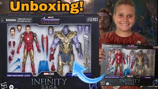 Unboxing Marvel legend infinity saga Thanos e home de ferro mark LXXXV