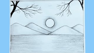 How to draw a simple landscape - Easy pencil sketch