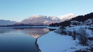 Lago di Santa Croce incorniciato dalla neve [ DRONE ] DJI Mavic Mini