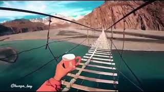 Crossing World largest & Dangerous Hussaini Suspension Bridge😳