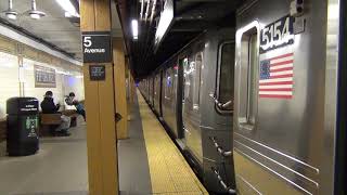 MTA Subways - Kawasaki R68A #5154 on the (N) at 5th Avenue/59th Street (2016 Video)