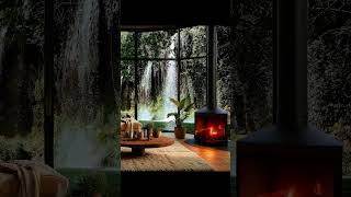 Relax by waterfall #waterfall #watersounds #soundofnature #birdsong #cozylivingroom #shorts