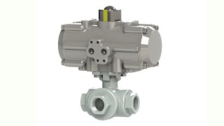 Valworx Air Actuated 3-Way L-Port Stainless Ball Valve - All Stainless