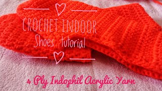 Crochet indoor shoes tutorial #indophilacrylicyarn #crochet #diyshoes #crochetshoes #crochetsleepers