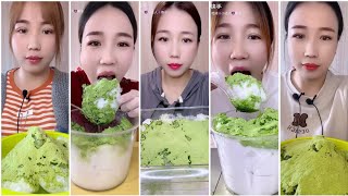 [solo] || only Qian's white ice topped with matcha powder eating asmr || full video || compilations