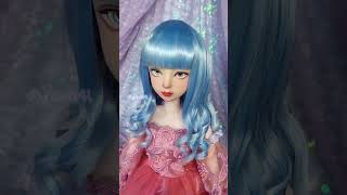 custom bjd doll 1/3 blue-white wig