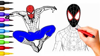 Classic Spider-Man and Black Spiderman Spin Coloring Pages