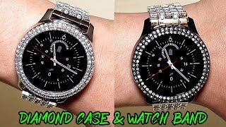 Samsung Galaxy Watch Active 2 Diamond Case Protector with Diamond Watch Band [4K]