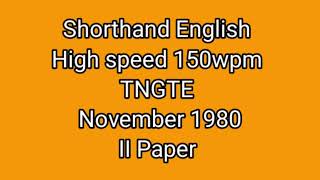 Shorthand English High speed 150wpm TNGTE November 1980 II paper