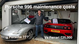 Porsche 911 996 cost of ownership, full maintenance costs for the last 5 years vs a Ferrari 360