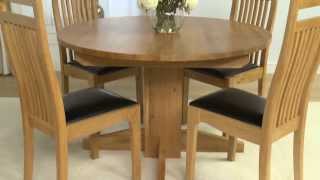 Dorchester Solid Oak Extending Round Dining Table and Monaco Chairs - OFSTV