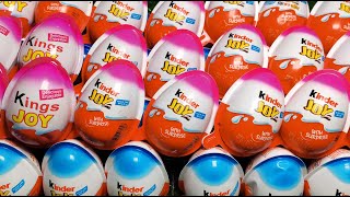 1000 NEW! Colored Glitter Kinder Joy opening ASMR - A lot of Kinder Surprise egg toys Part-03