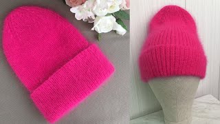 ШИКАРНАЯ ШАПКА ЛУКОВКА ИЗ ПУХА НОРКИ "ВЕСЕННЕЕ НАСТРОЕНИЕ".KNITTED HAT