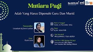 MUTIARA PAGI  -  Adab yang Harus Dipenuhi Guru dan Murid