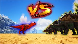 HOW MANY STEGOSAURS ARE NEEDED TO BEAT AN ALPHA CARNOTAURUS? | Ark Battles | Thyrulous