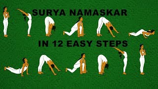 Surya Namaskar 12 steps video explained with text