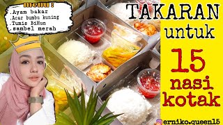 nasi kotak untuk takaran 15 porsi #01 || menu ayam bakar,acar bumbu kuning,tumis bihun, sambel merah