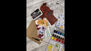 Watercoloring stamped wildflowers #shorts