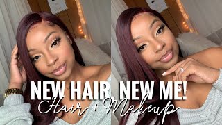 NEW HAIR COLOR? Quick & Easy Beginner Wig Install + Soft Glam Makeup ft. Yolissa Hair | Abiola K.