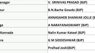 KARNATAKA LOKH SABHA ELECTION 2019   MP'S NAMES WITH THEIR CONSTITUENCY