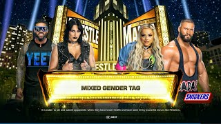 Jey USO & Rhea Ripley Vs LIV Morgan & Bron breakker - Mix Gender Tag Team Match | WWE 2k24